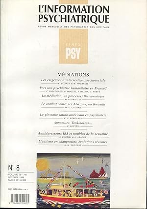 Imagen del vendedor de L'Information Psychiatrique. - Revue mensuelle des Psychiatres des Hpitaux. - N 8 - Volume 75 - Mdiations. a la venta por PRISCA