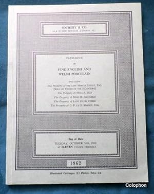 Fine English & Welsh Porcelain Auction catalogue for sale held October 30th 1962.