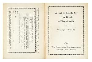 Image du vendeur pour What to Look for in a Book - Physically & Catalogue 1965-66 mis en vente par Jonathan A. Hill, Bookseller Inc.