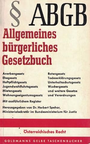 Allgemeines bürgerliches Gesetzbuch. ABGB. Österreichisches Recht.