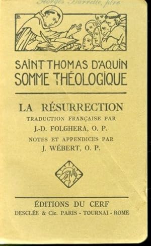 Bild des Verkufers fr Saint Thomas D'Aquin Somme Thologique : La Rsurrection zum Verkauf von Librairie Le Nord