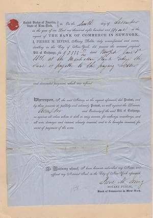 [Printed Document Completed in Manuscript] The Bank of Commerce in New-York, Statement for Bill o...