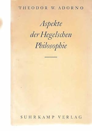 Bild des Verkufers fr Aspekte der Hegelschen Philosophie. zum Verkauf von Fundus-Online GbR Borkert Schwarz Zerfa