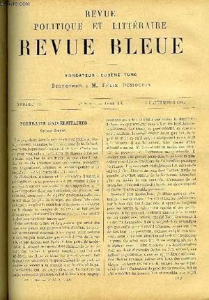 Bild des Verk�ufers f�r REVUE BLEUE - REVUE POLITIQUE ET LITTERAIRE TOME XX N� 10 - Portraits universitaires, Octave Gr�ard par Fr�d�ric Loli�e, La pr�pond�rance de la Russie en Extr�me Orient par B. de Zenzinoff, La ni�ce du professeur Romualdo par Henri Castelnuovo zum Verkauf von Le-Livre