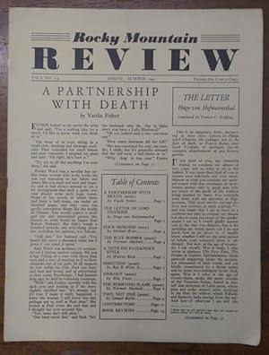 Immagine del venditore per Rocky Mountain Review: Volume 4, Number 2, Winter 1940 (Poems by Brewster Ghiselin); Volume 6, Number 3-4 (A Partnership with Death by Vardis Fisher); Volume 7, Number 3-4 (The Buck in the Hills by Walter Van Tilburg Clark; Bernard DeVoto & Criticism by Jarvis Thurston; Fifteen Against Death by Vardis Fisher) - 3 issues venduto da Ken Sanders Rare Books, ABAA