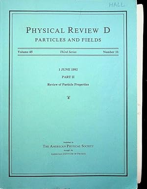 Imagen del vendedor de Physical Review D Particles and Fields Vol 45 Third Series Number 11: 1 June 1992 Part II : Review of Particle Properties a la venta por Kuenzig Books ( ABAA / ILAB )