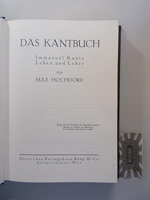 Bild des Verkufers fr Das Kantbuch: Immanuel Kants Leben und Lehre. Die Biographien grosser Preussen. zum Verkauf von Druckwaren Antiquariat