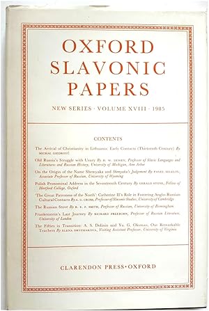 Seller image for Oxford Slavonic Papers, New Series, Volume XVIII for sale by PsychoBabel & Skoob Books