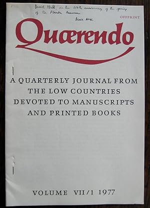 Imagen del vendedor de A Type Specimen of Christoffel van Dijck? [Offprint from Quaerendo, volume vii/1] a la venta por James Fergusson Books & Manuscripts