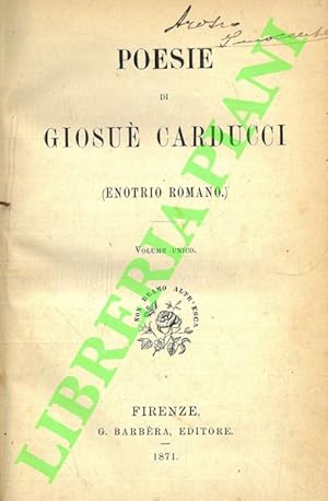 Image du vendeur pour Poesie di Giosu Carducci (Enotrio Romano). mis en vente par Libreria Piani