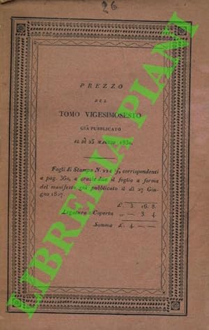 Bild des Verkufers fr Annali d'Italia dal principio dell'era volgare sino all'anno 1750. Tomo vigesimosesto. zum Verkauf von Libreria Piani