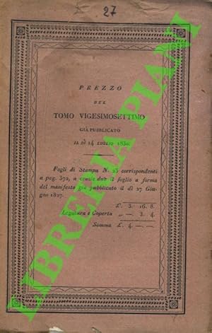 Bild des Verkufers fr Annali d'Italia dal principio dell'era volgare sino all'anno 1750. Tomo vigesimosettimo. zum Verkauf von Libreria Piani