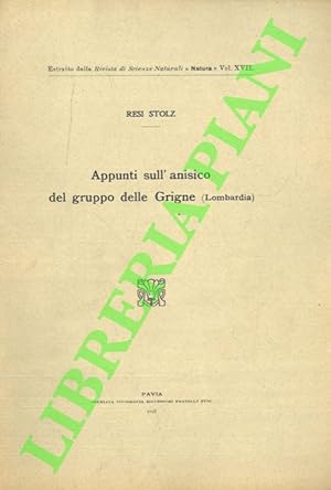 Appunti sull'anisico del gruppo delle Grigne (Lombardia) .