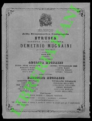 Elenco della Drammatica Compagnia Etrusca diretta dall'Artista Demetrio Mugnaini.