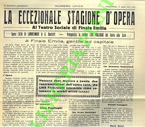 La eccezionale stagione d'opera. Al Teatro Sociale di Finale Emilia.