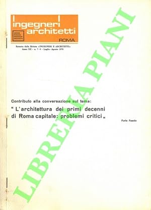 Bild des Verkufers fr L'architettura dei primi decenni di Roma capitale : problemi critici. zum Verkauf von Libreria Piani