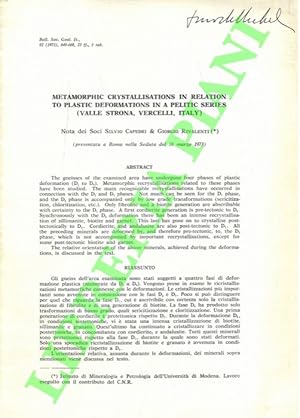 Metamorphic Crystallisations in Relation to Plastic Deformations in a Pelitic Series (Valle Stron...