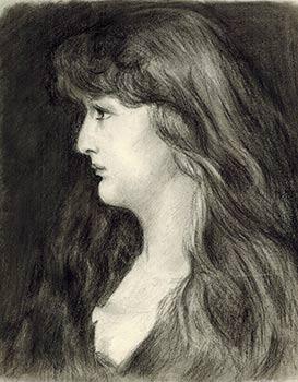 A Pre-Raphaelite Beauty. Original drawing.