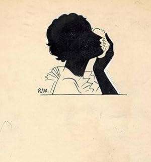 A Woman in Silhouette applying makeup. Design for the cosmetics brand "Soir de Paris." Original d...