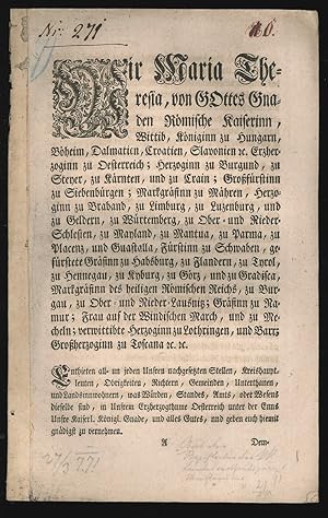 Wir Maria Theresia, von Gottes Gnaden Römische Kaiserinn [] allgemeine Conscription [] gezeichn...