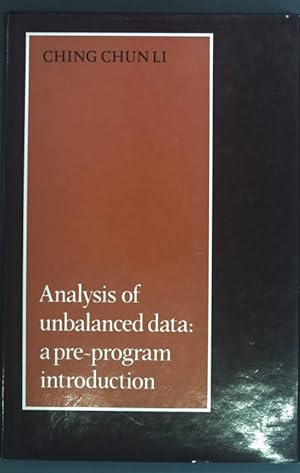 Imagen del vendedor de Analysis of Unbalanced Data: A Pre-Program Application a la venta por books4less (Versandantiquariat Petra Gros GmbH & Co. KG)