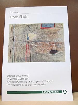 Image du vendeur pour Ausstellungsplakat Arnold Fiedler *Bilder aus fnf Jahrzehnten, 27. Mrz bis 12. Juni 1990, Kunstetage Mhlenkamp, Hamburg 60, Mhlenkamp 5   Dresdner Bank*. mis en vente par Antiquariat Friederichsen