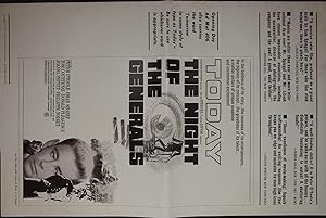 Image du vendeur pour The Night of the Generals Pressbook 1967 Peter O'Toole, Omar Sharif mis en vente par AcornBooksNH