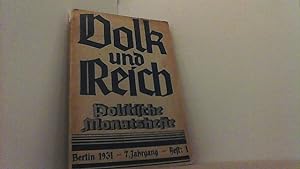 Immagine del venditore per Volk und Reich. Politische Monatshefte. Hier: 7. Jahrgang 1931, Heft 1. venduto da Antiquariat Uwe Berg