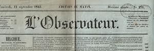 L'Observateur, 12 septembre 1845 (Édition du Matin).