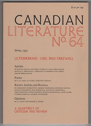 Image du vendeur pour Canadian Literature 64 (No. 64, Spring 1975) mis en vente par Philip Smith, Bookseller