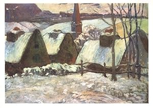 Paul Gauguin Breton Village Under The Snow Painting Postcard