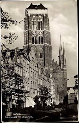 Ansichtskarte / Postkarte Danzig, Jopengasse mit Marienkirche