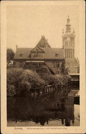 Ansichtskarte / Postkarte Danzig, Müllergewerkhaus und Katharinenkirche