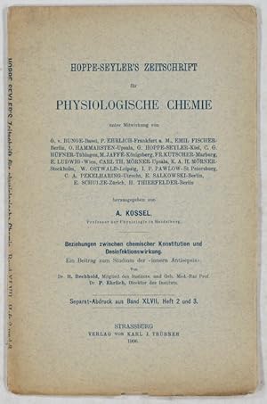 Immagine del venditore per Beziehungen zwischen chemischer Konstitution und Desinfektionswirkung. Ein Beitrag zum Studium der "innern Antisepsis". venduto da Antiq. F.-D. Shn - Medicusbooks.Com