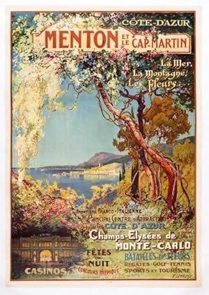 AFFICHE : MENTON ET LE CAP MARTIN CHAMPS-ELYSEES DE MONTE-CARLO