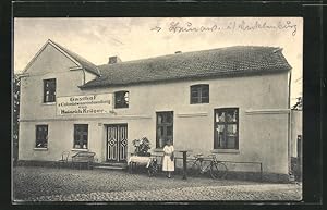 Ansichtskarte Brunow, Gasthof und Colonialwarenhandlung Heinrich Krüger