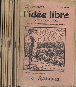 L'idée libre. 26 e année - 15e série, année incomplète, numéros 1 à 12. Il manque le numéro de ju...