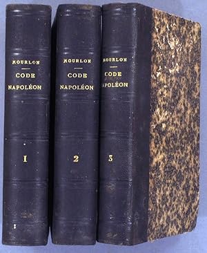 Immagine del venditore per Rptitions crites sur le premier examen du code Napolon, contenant l'expos des principes gnraux, leurs motifs et la solution des questions theoriques par Frdric Mourlon, docteur en droit, avocat  la Cour Impriale de Paris. 3 volumes (premier examen, deuxime examen, troisime examen). 1866-1869. venduto da Librairie Et Ctera (et caetera) - Sophie Rosire