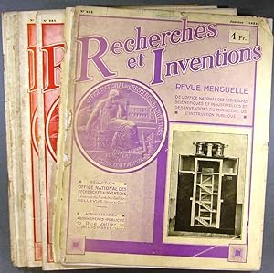Recherches et inventions. Revue mensuelle. Année 1934 incomplète. 8 numéros sur 12. (232 à 243, s...