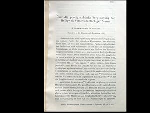 Immagine del venditore per ber die photographische Vergleichung der Helligkeit verschiedenfarbiger Sterne venduto da Antiquariat Manfred Velden