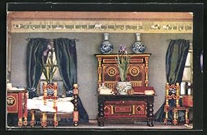 Ansichtskarte Titania`s Palace, The Bedroom of Princess Iris, Puppenstube