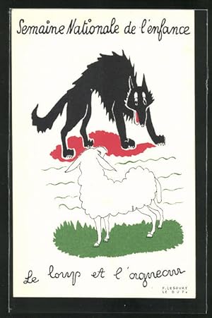 Ansichtskarte Kinderfürsorge, Semaine Nationale de l`Enfance, Le loup et l`agneau