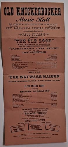 Broadside - Vaudeville) Old Knickerbocker Music Hall - The Old Look Revue Featuring "Vaudeville's...