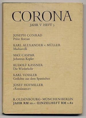 Bild des Verkufers fr Corona. Fnftes Jahr, drittes Heft, Mrz 1935. zum Verkauf von Rainer Kurz - Antiquariat in Oberaudorf