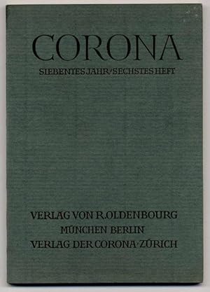 Bild des Verkufers fr Corona. Siebentes Jahr, sechstes Heft. zum Verkauf von Rainer Kurz - Antiquariat in Oberaudorf