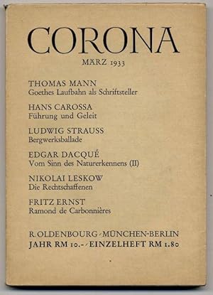 Bild des Verkufers fr Corona. Drittes Jahr, drittes Heft, Februar 1933. zum Verkauf von Rainer Kurz - Antiquariat in Oberaudorf