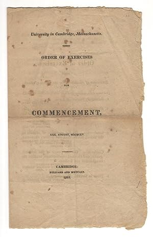 Order of Exercises for Commencement, XXX August, MDCCCXV