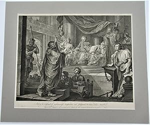 William Hogarth, Paul before Felix, large original print engraved 1752, mounted