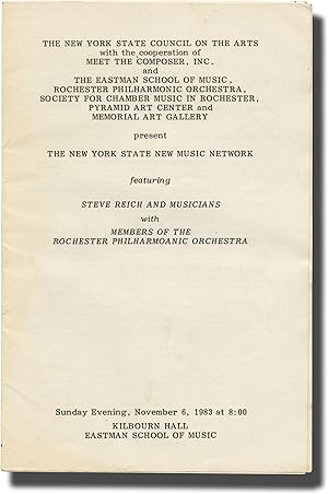 Steve Reich and Musicians, November 6, 1983 (Original program)