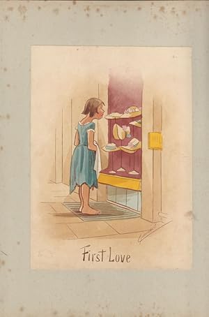 Hand Painted Watercolour Caricature by Martin Anderson - 'Cynicus' 'First Love'